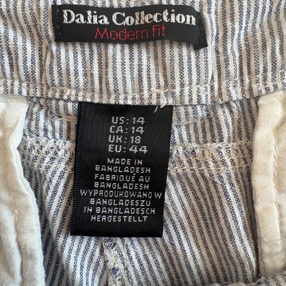 Dalia Collection Modern Fit Womens Striped Linen-Blend Pants Size14 Gray & White - Picture 3 of 7